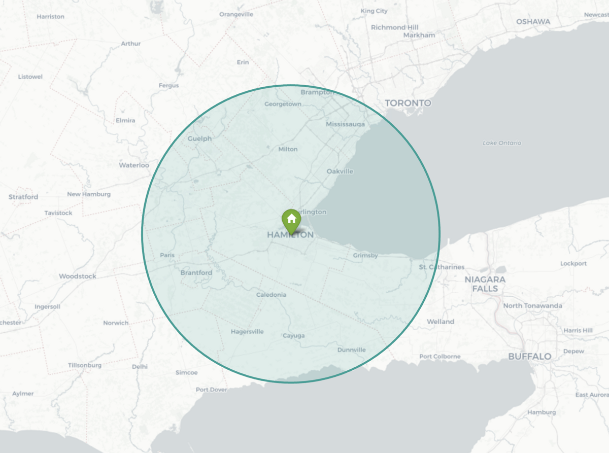 eRoof.ca service area map